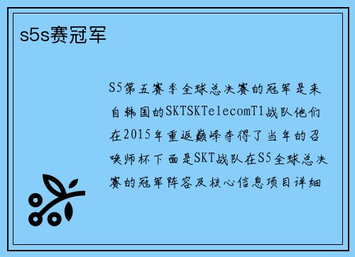 s5s赛冠军